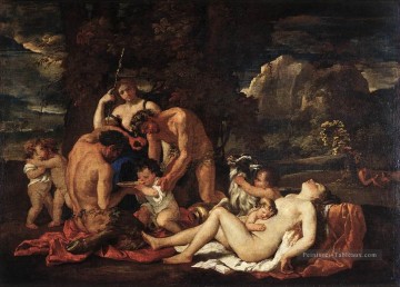 Le Nurture de Bacchus classique peintre Nicolas Poussin Peinture à l'huile